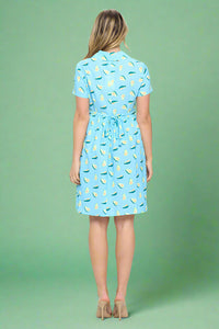 Avocado Print Dress Blue