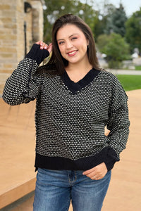 Contrast Stitch Reversible Sweater - Black