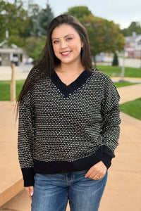 Contrast Stitch Reversible Sweater - Black
