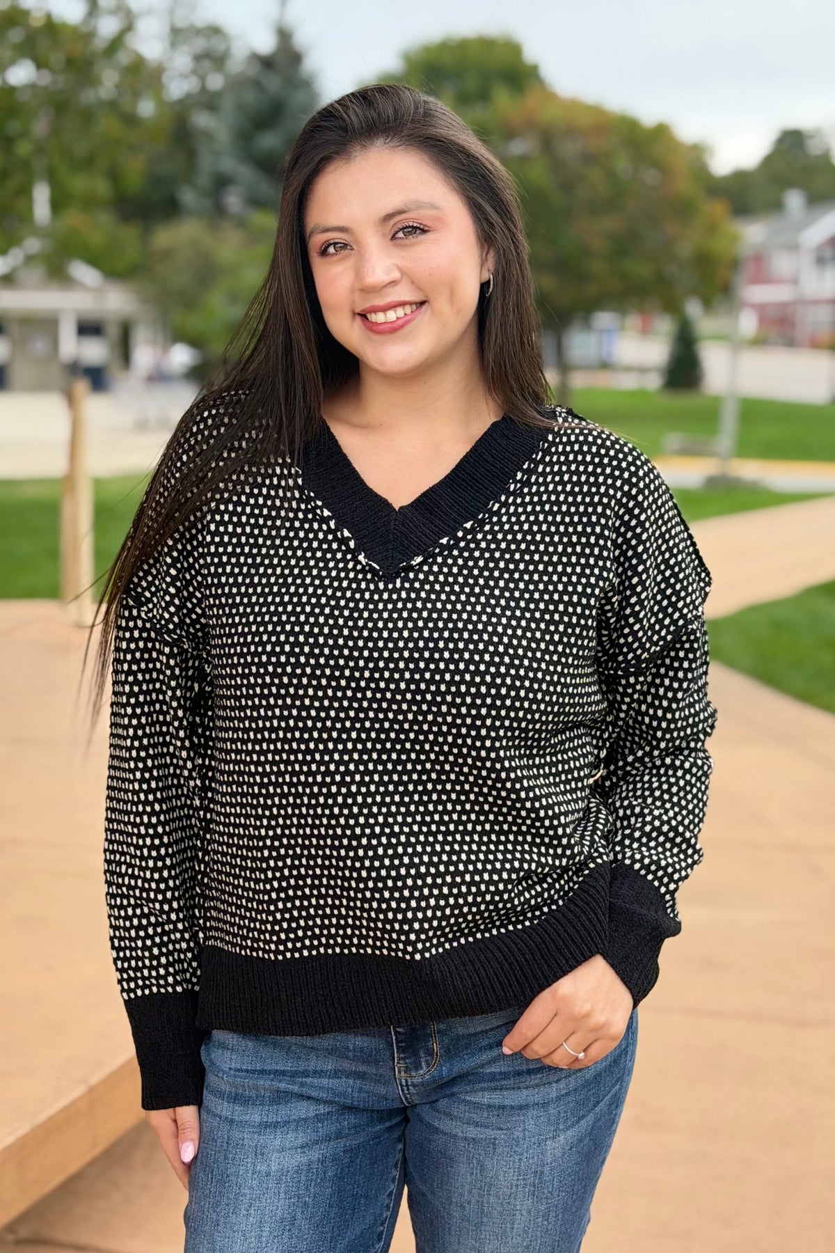Contrast Stitch Reversible Sweater - Black
