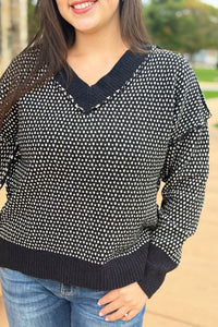 Contrast Stitch Reversible Sweater - Black