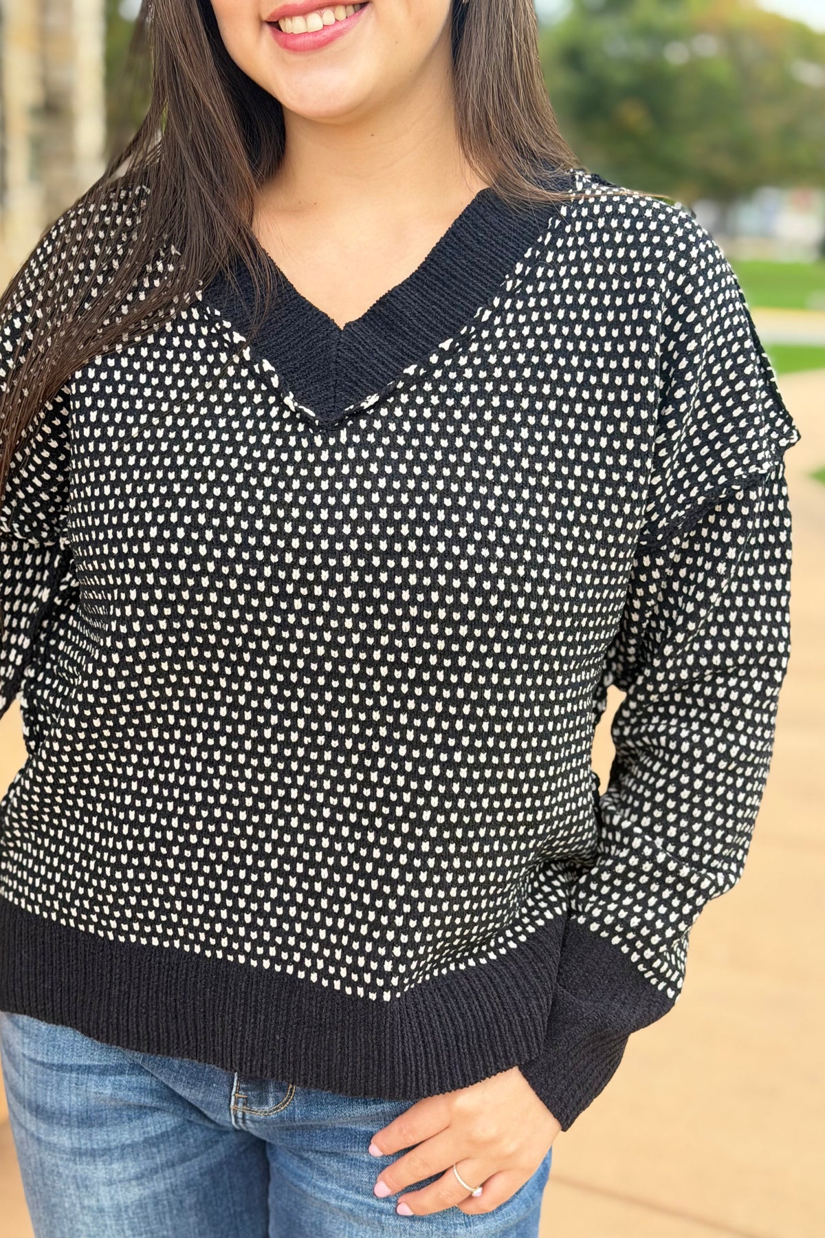 Contrast Stitch Reversible Sweater - Black