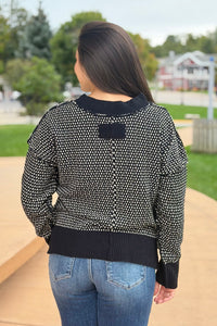 Contrast Stitch Reversible Sweater - Black