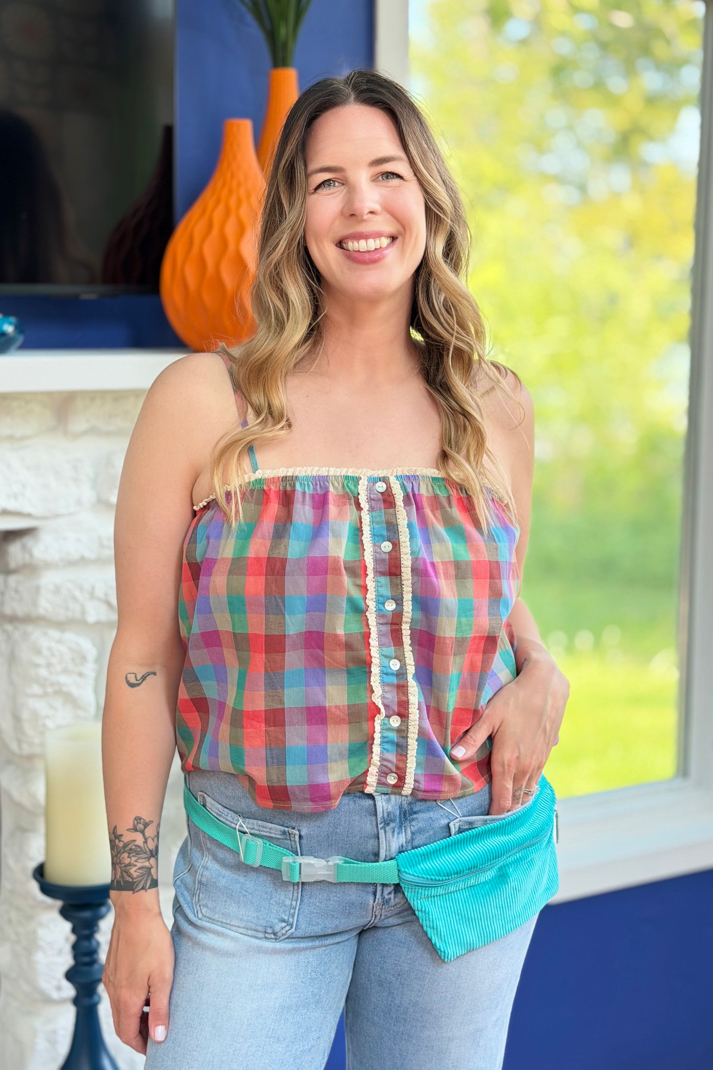 Plaid Spaghetti Strap Cami