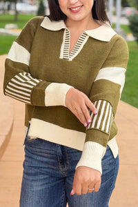 Western Inspired Sweater - Olive