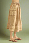 Elastic Waist Khaki Cargo Skirt