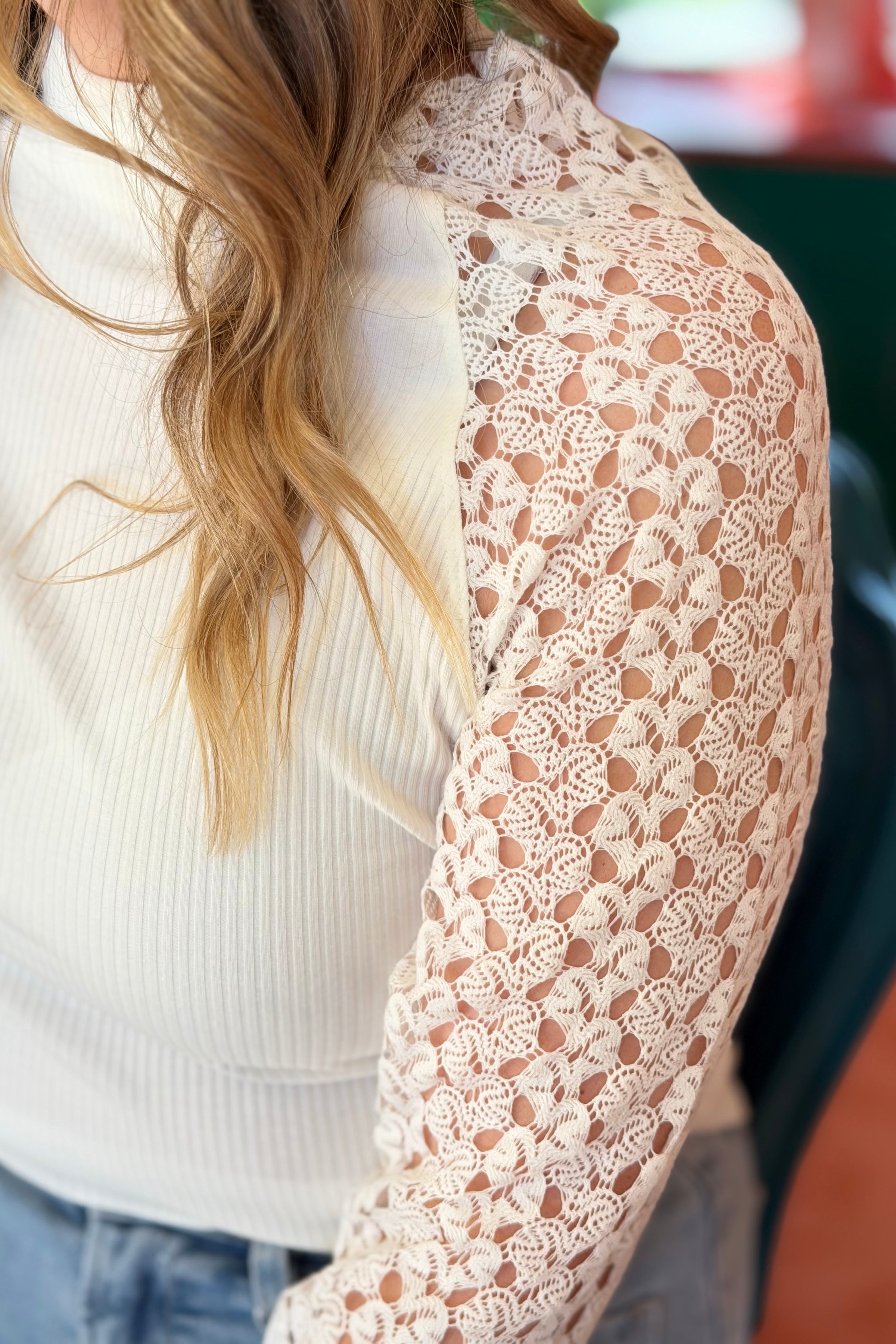 Lace Sleeve Suri Top - White
