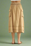 Elastic Waist Khaki Cargo Skirt
