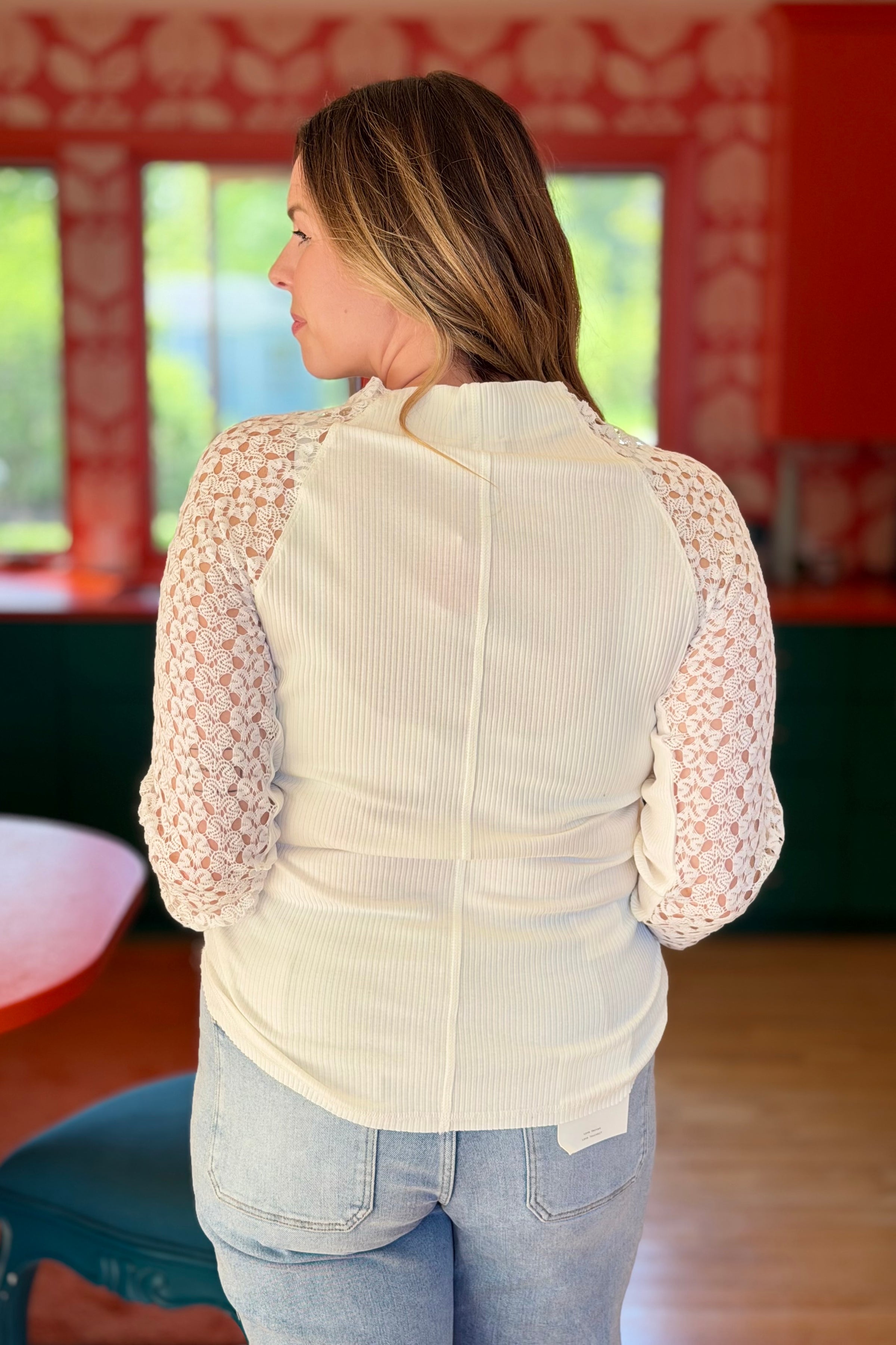 Lace Sleeve Suri Top - White