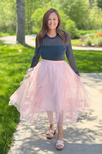 Pleated Tulle Skirt - Pink