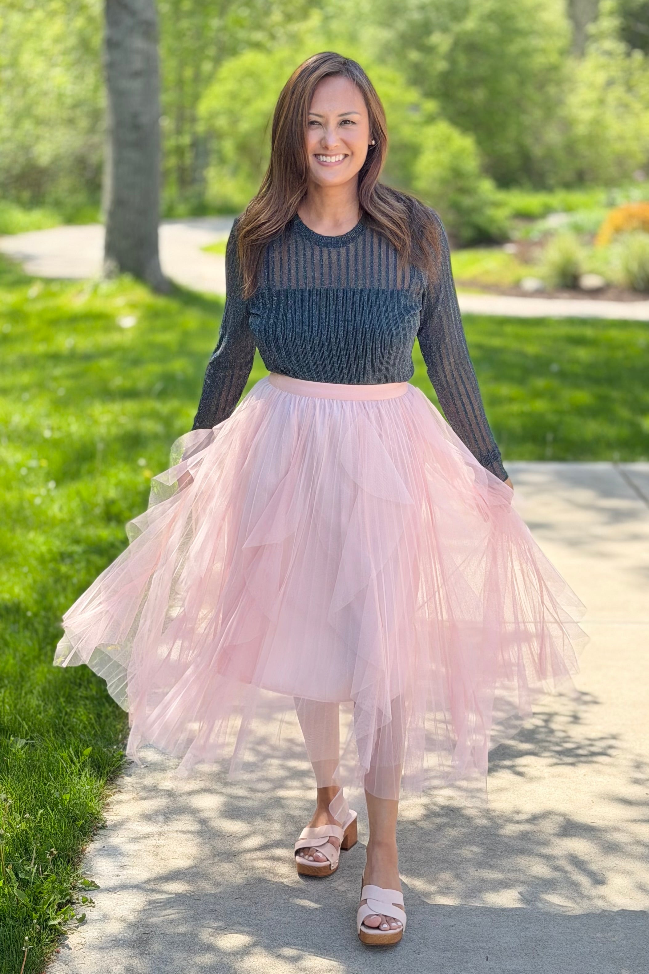 Pleated Tulle Skirt - Pink