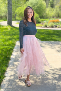 Pleated Tulle Skirt - Pink