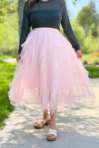 Pleated Tulle Skirt - Pink