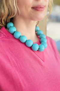 Chunky Bubble Chain Necklace - Teal