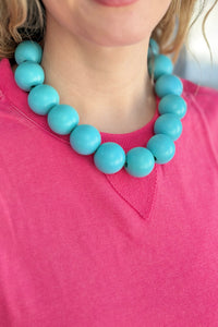 Chunky Bubble Chain Necklace - Teal