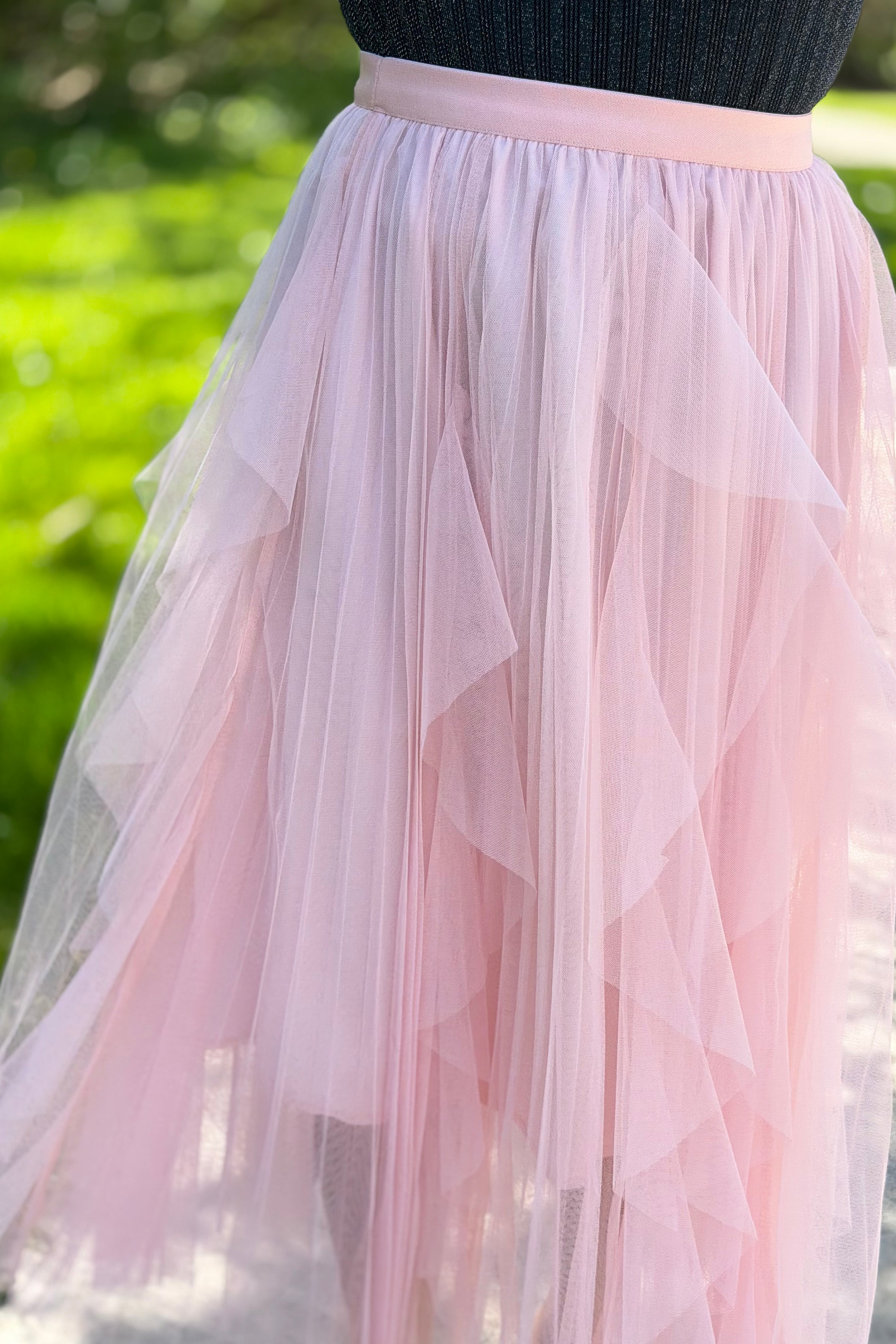 Pleated Tulle Skirt - Pink