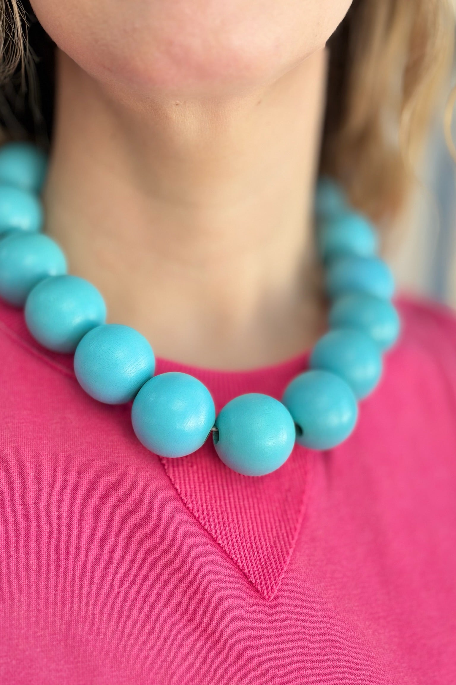 Chunky Bubble Chain Necklace - Teal