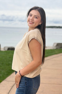 Stitch Detail Sweater Vest - Cream
