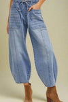 Denim Tie Waist Pants Medium Wash