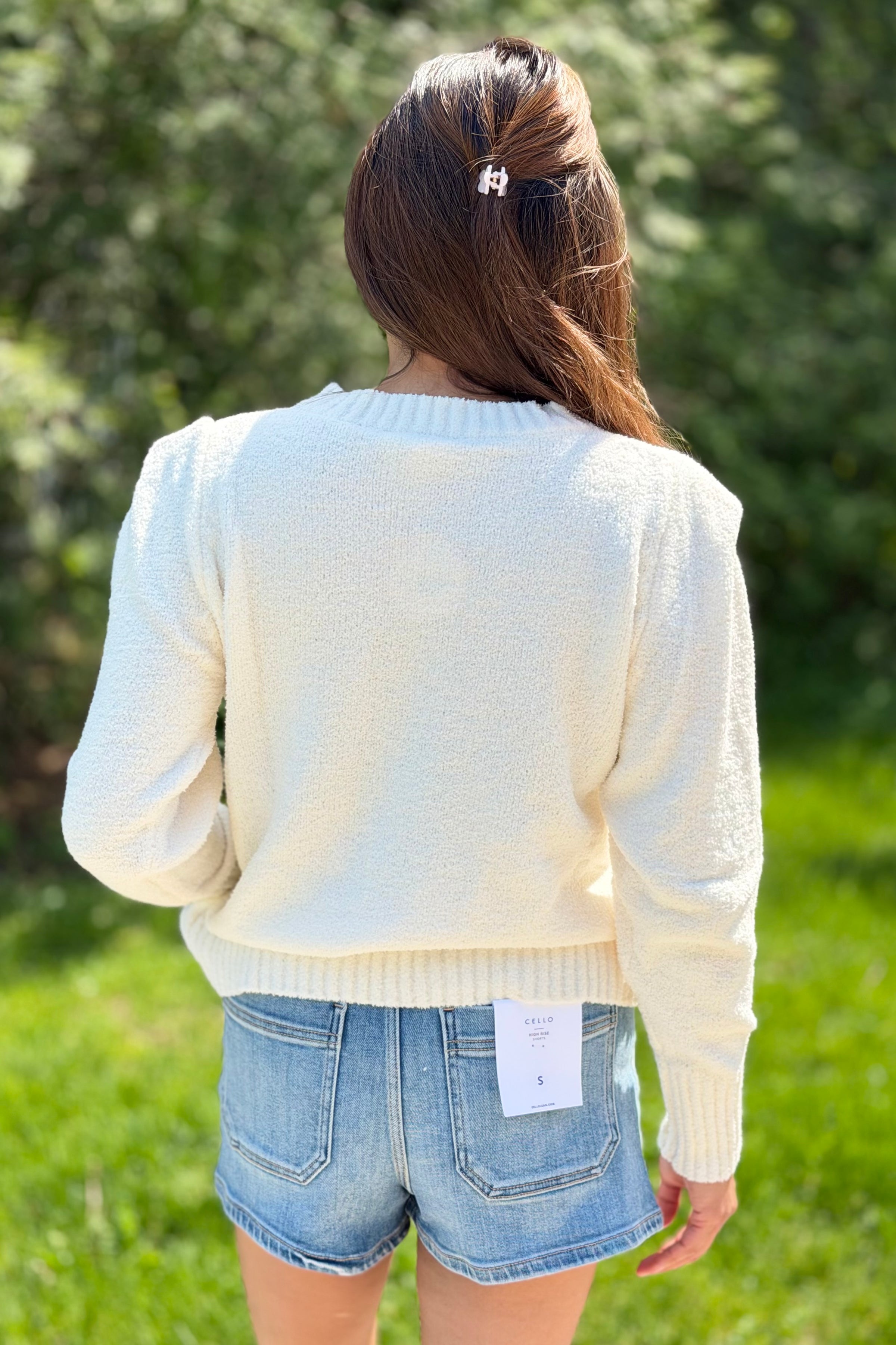 Dulci Sleeve Tuck Sweater - White