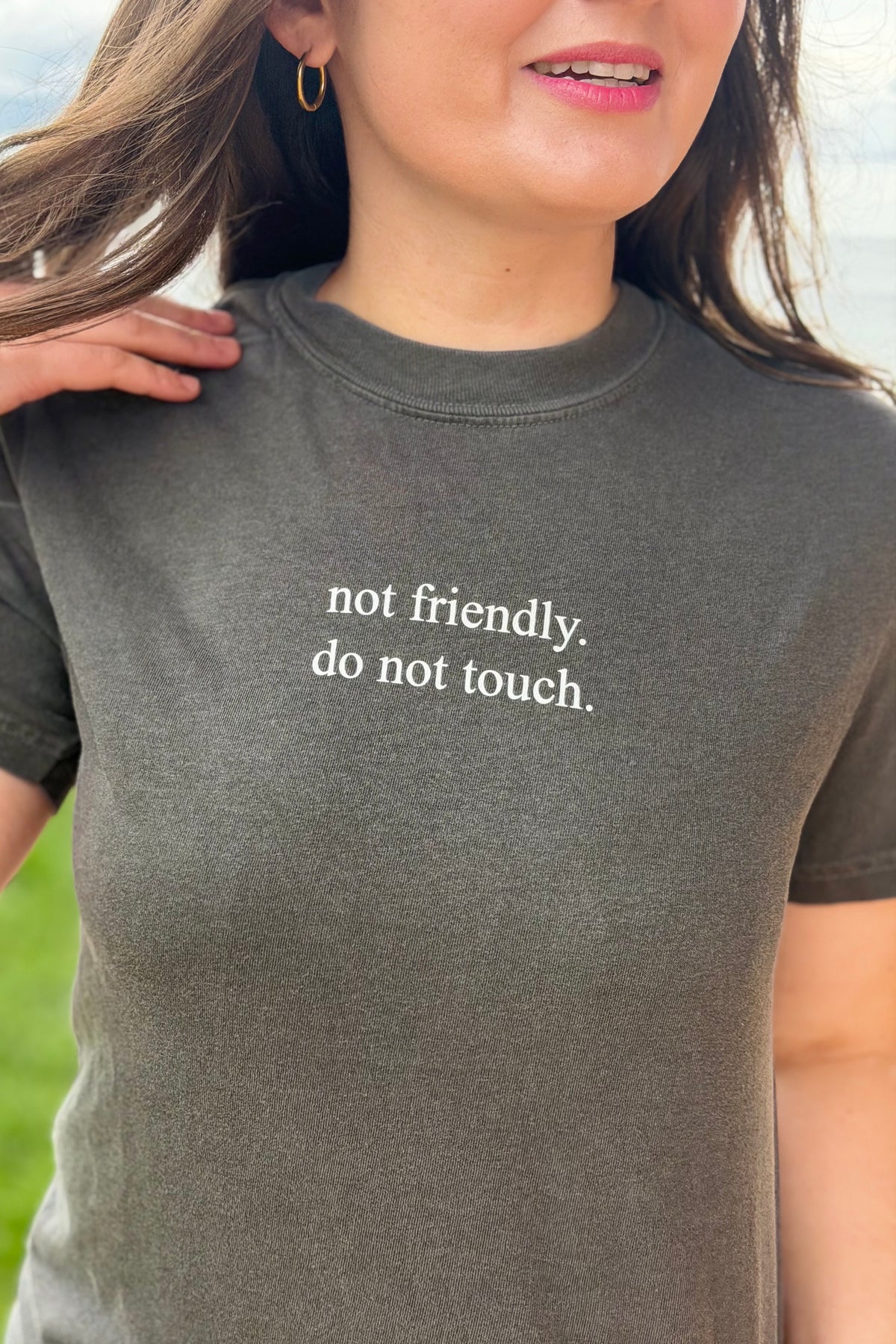 Not Friendly, Do Not Touch Tee - Pepper