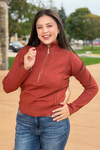 Half Zip Sweater - Rust