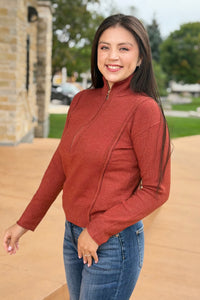 Half Zip Sweater - Rust