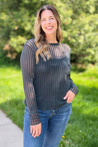 Sheer Long Sleeve Top - H. Green