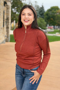 Half Zip Sweater - Rust