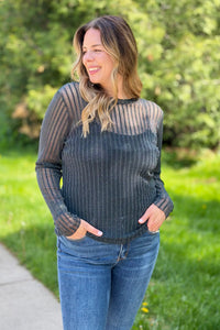 Sheer Long Sleeve Top - H. Green