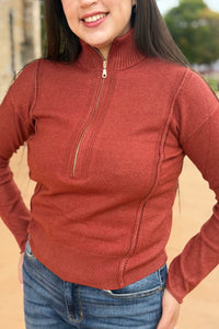 Half Zip Sweater - Rust