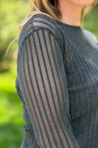 Sheer Long Sleeve Top - H. Green
