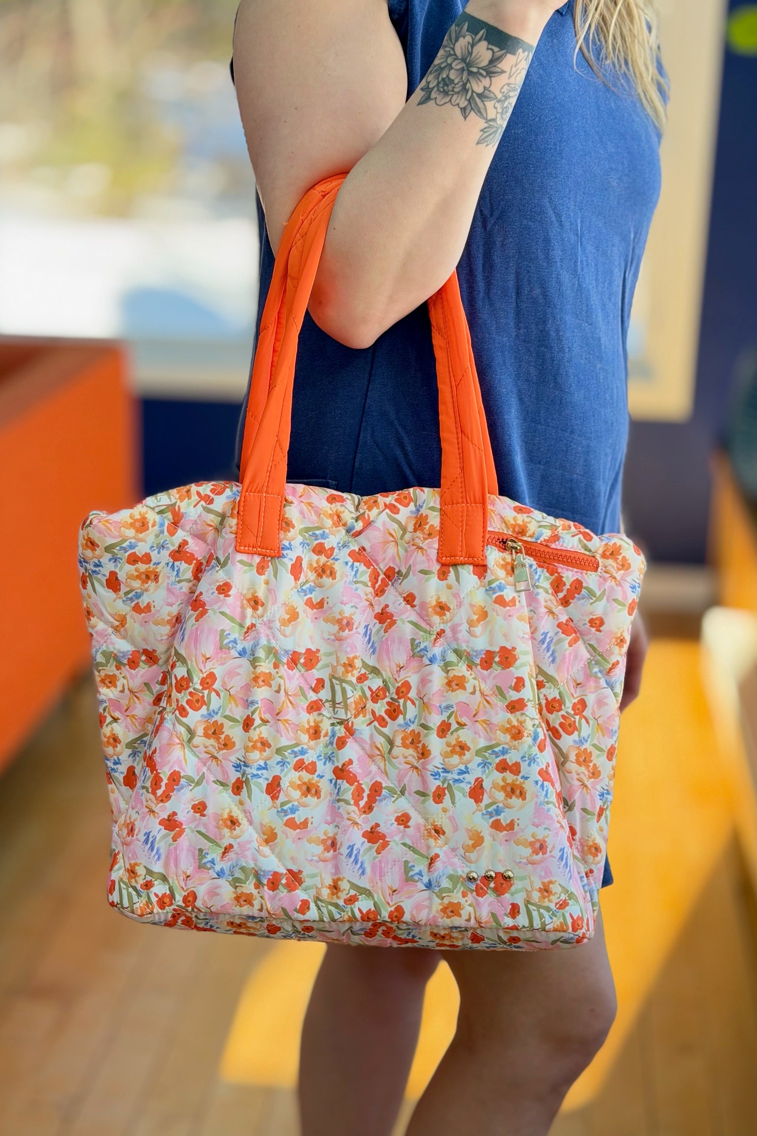 Presley Puffer Quilted Tote Bag With Pouch