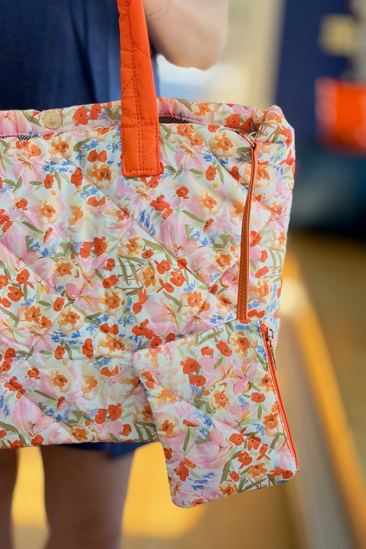 Presley Puffer Quilted Tote Bag With Pouch