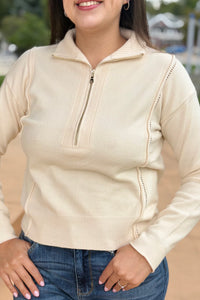 Half Zip Sweater - Cream