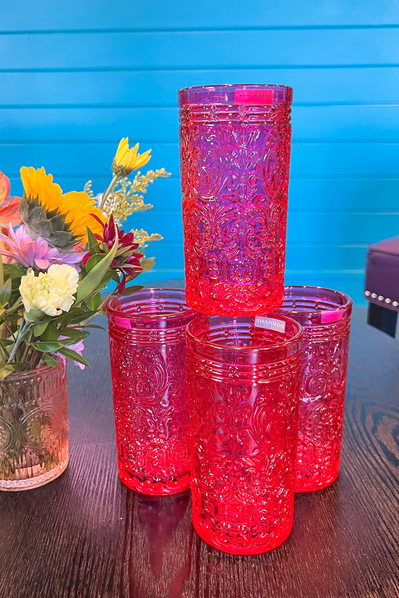 Jax Hot Pink Glasses Tall 4 Pack Godfinger Vintage Beautiful Drinware ...