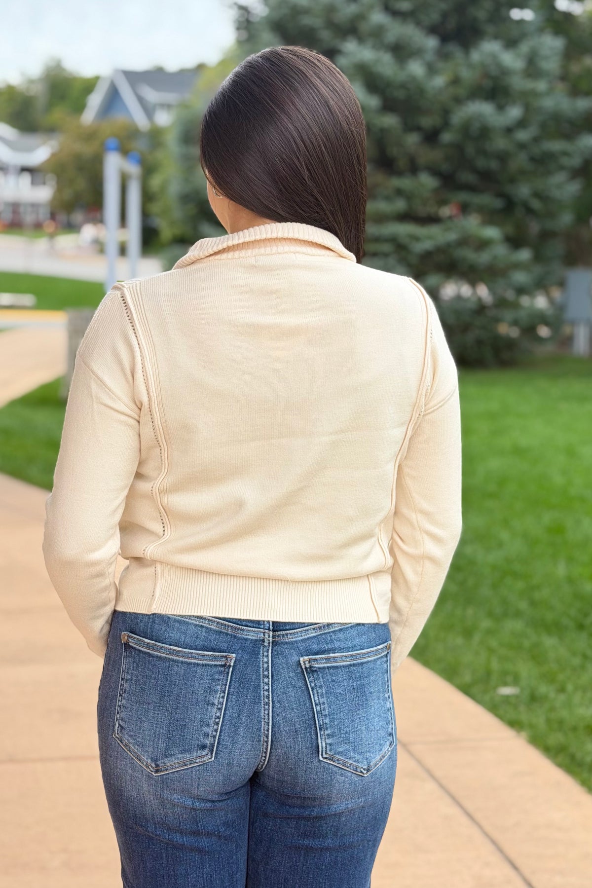 Half Zip Sweater - Cream