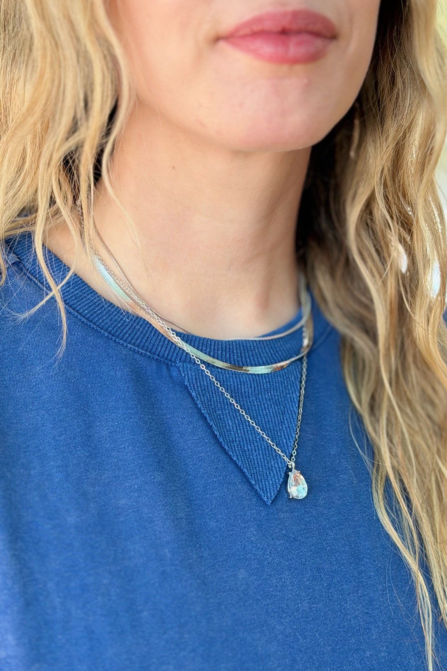 Stacked Style Necklace - Silver