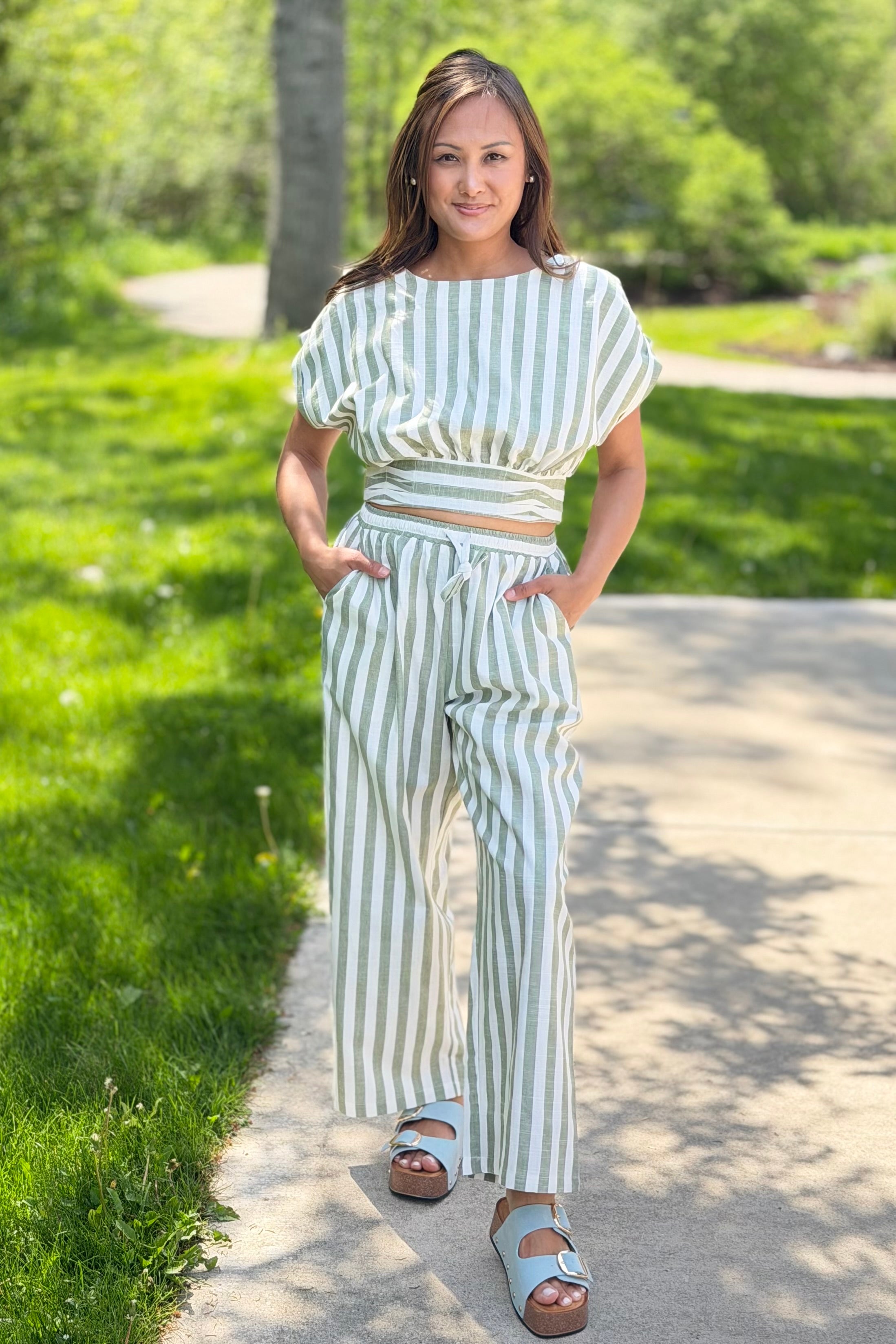 Cropped Wrap Top - Sage