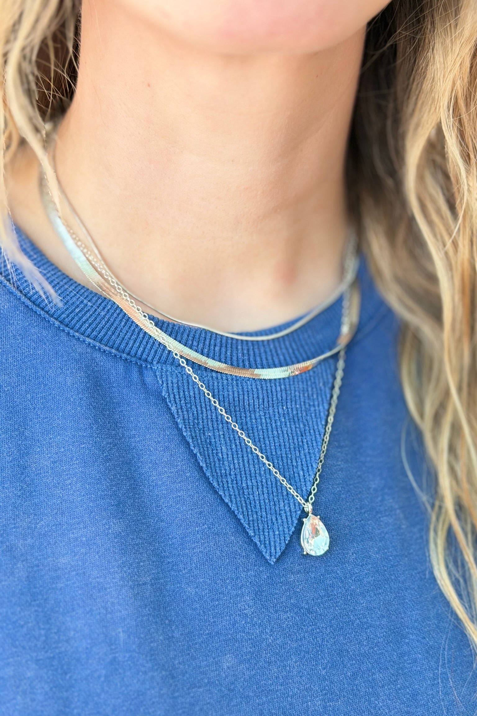 Stacked Style Necklace - Silver