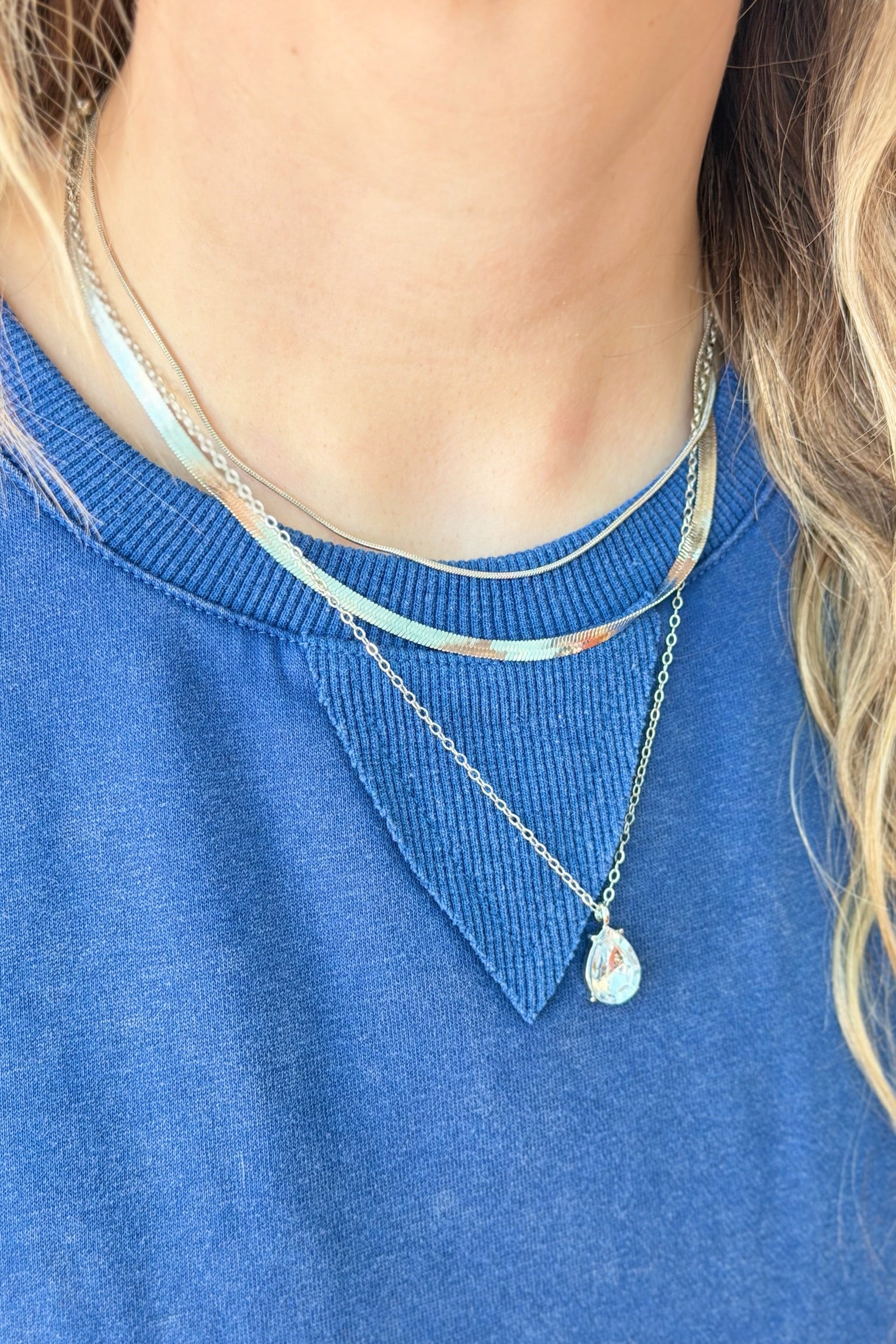 Stacked Style Necklace - Silver