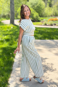 High Waist Pants - Sage