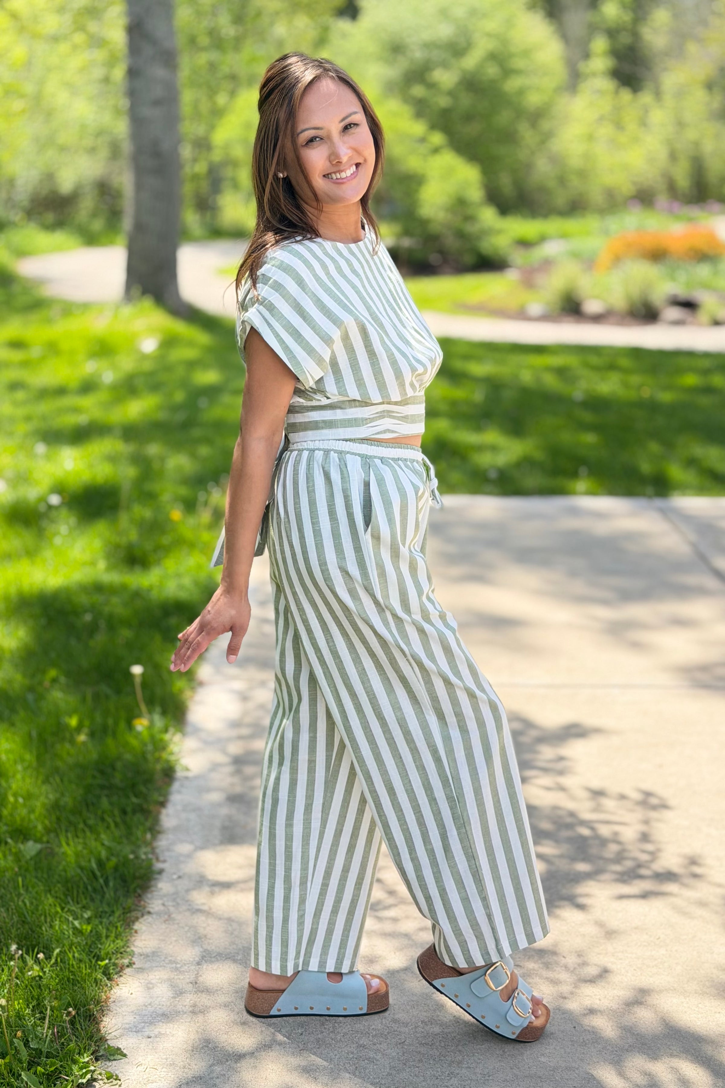 High Waist Pants - Sage