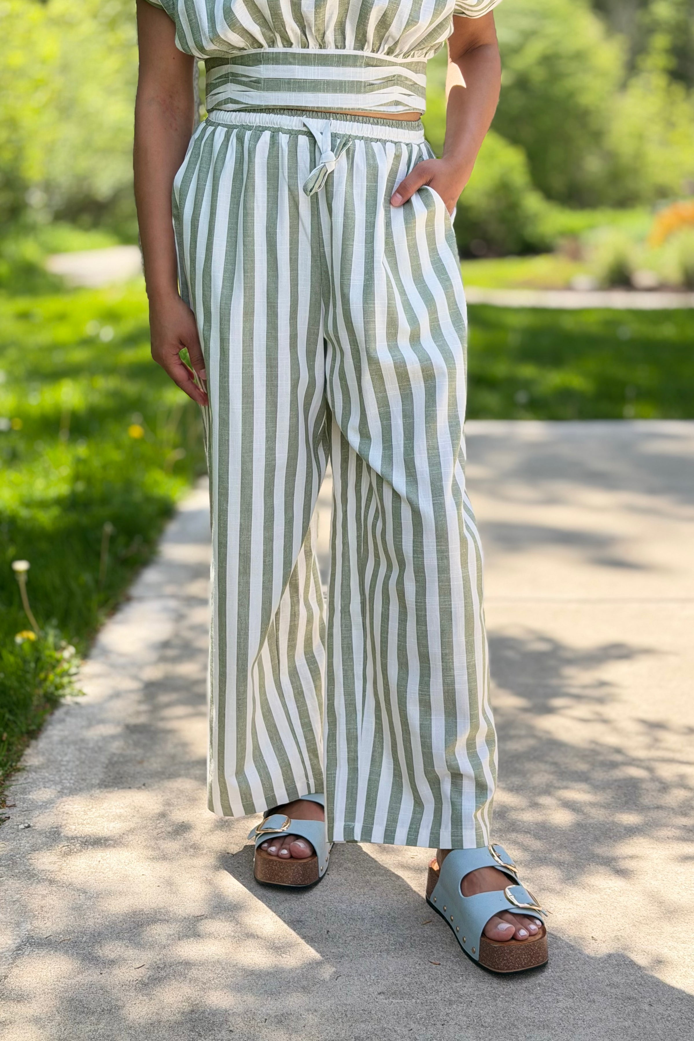 High Waist Pants - Sage