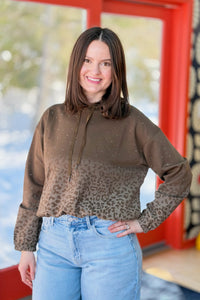 Ombre Leopard Print Hooded Sweatshirt