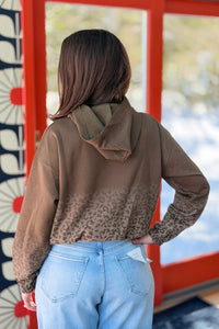 Ombre Leopard Print Hooded Sweatshirt