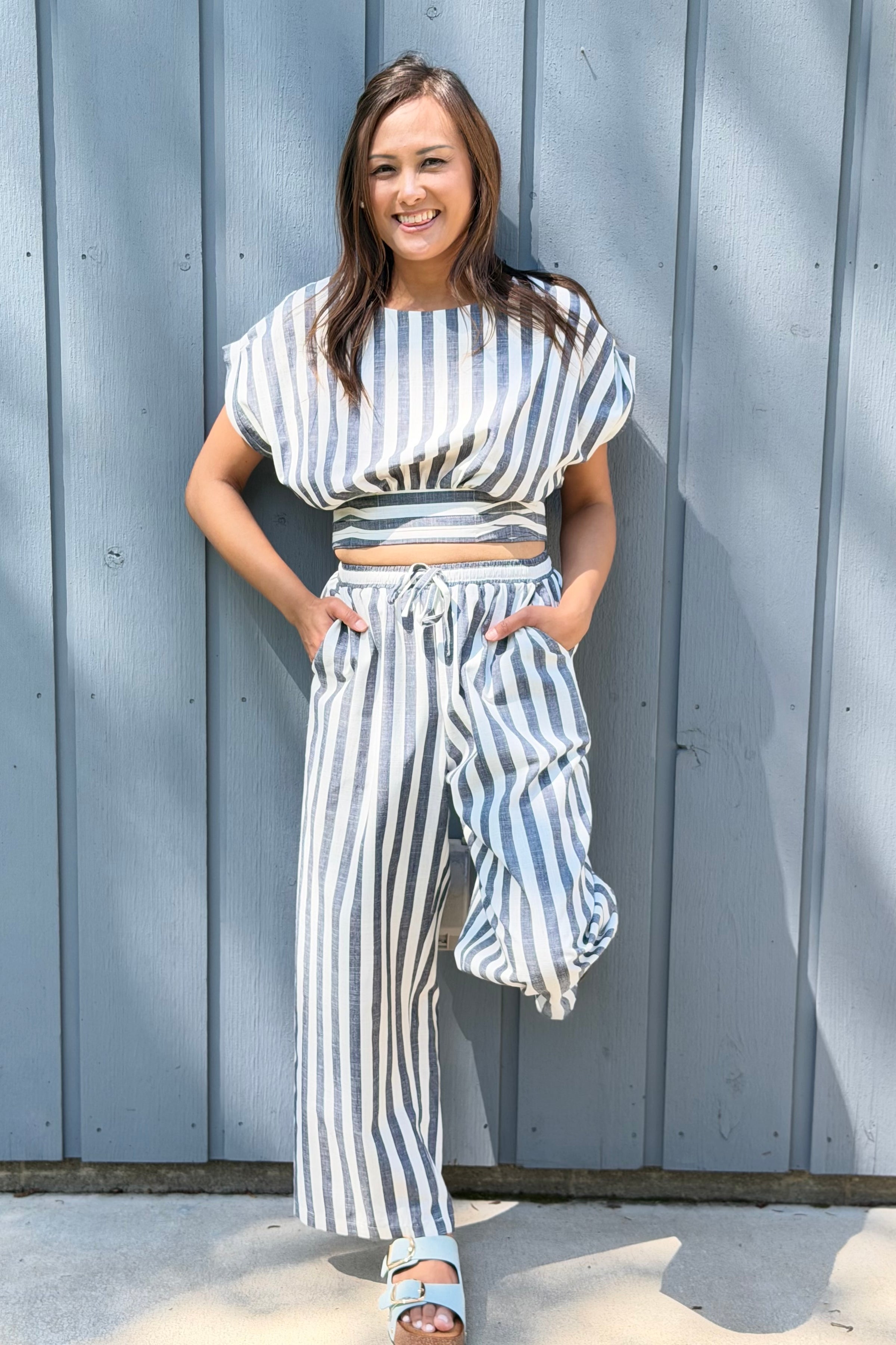 Cropped Wrap Top - Blue