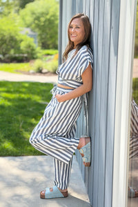 Cropped Wrap Top - Blue