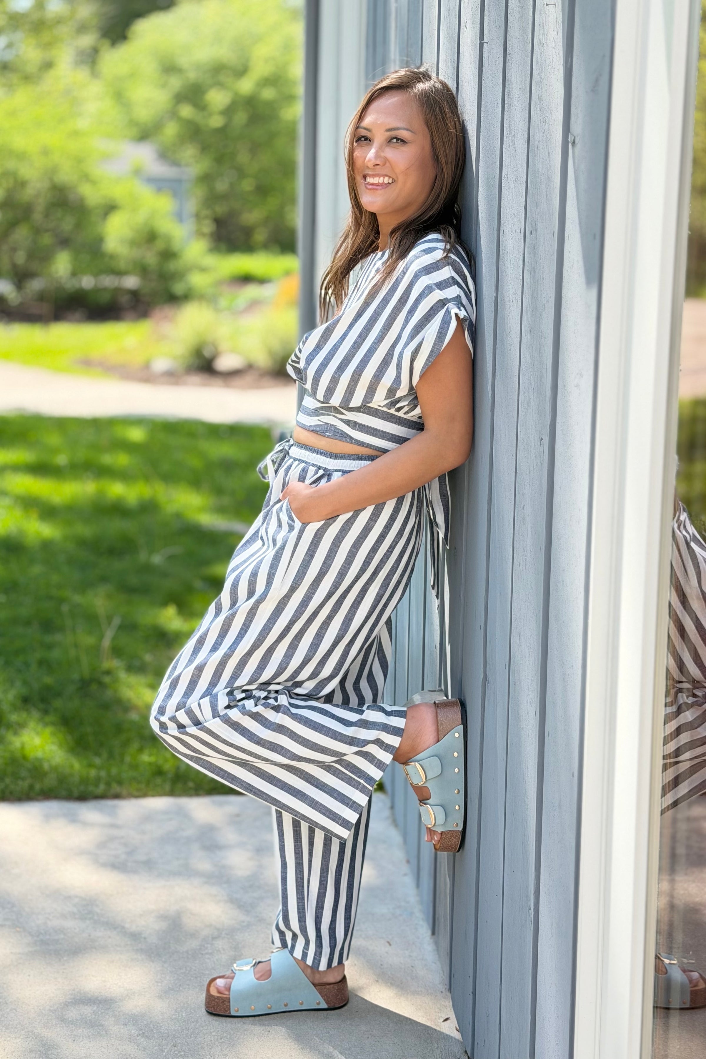 Cropped Wrap Top - Blue