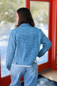 Floral Printed Lace Edge Detail Jacket